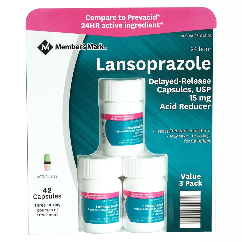Member's Mark Lansoprazole Delayed-Release Capsules, 15 mg (42 Count)