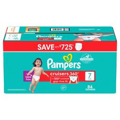 Pampers Cruisers 360 Diapers Gap-Free Fit, Size 7 (41+ Pounds), 84 Count