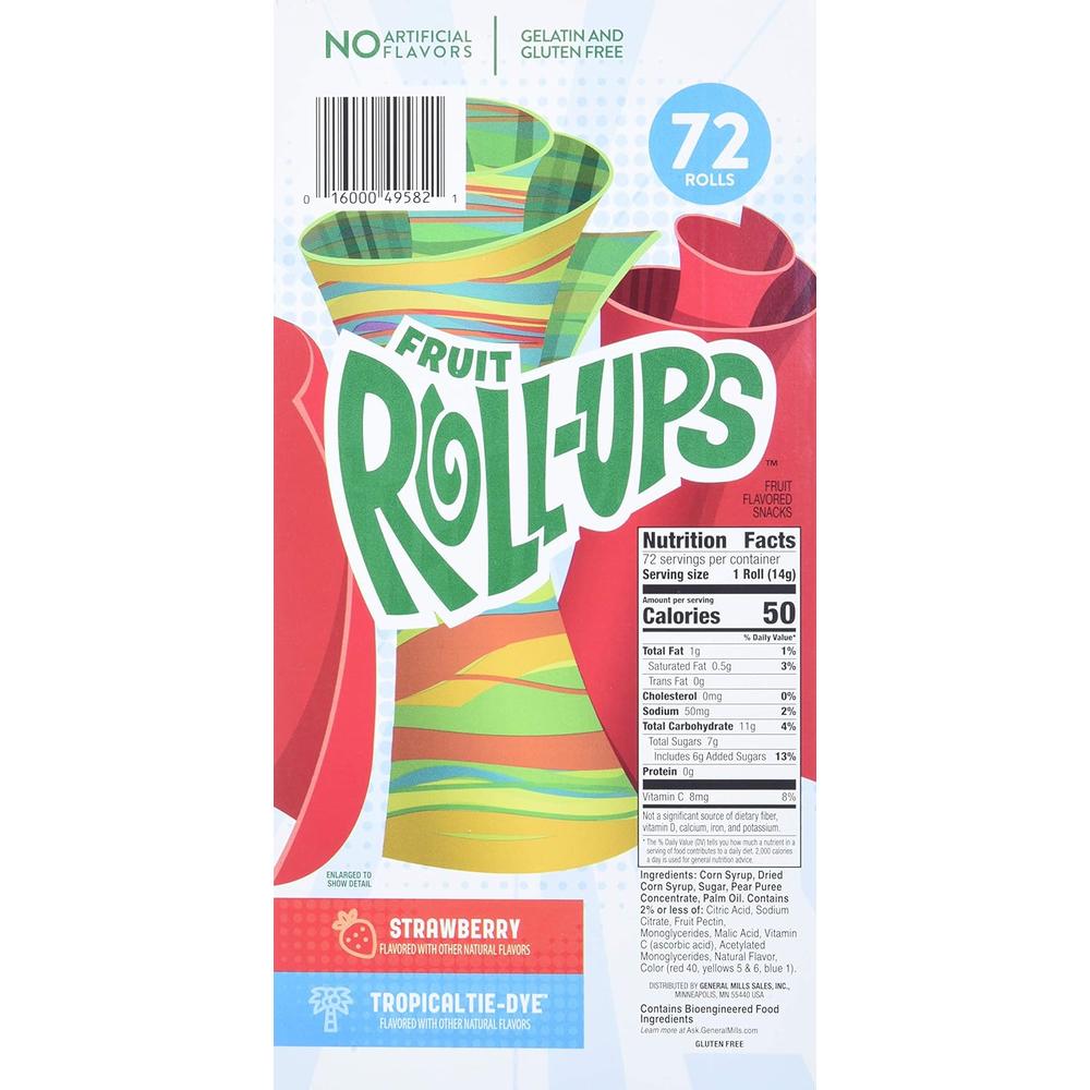 Betty Crocker Strawberry and Tropical Tie-Dye Fruit Roll-Ups (72 Count)