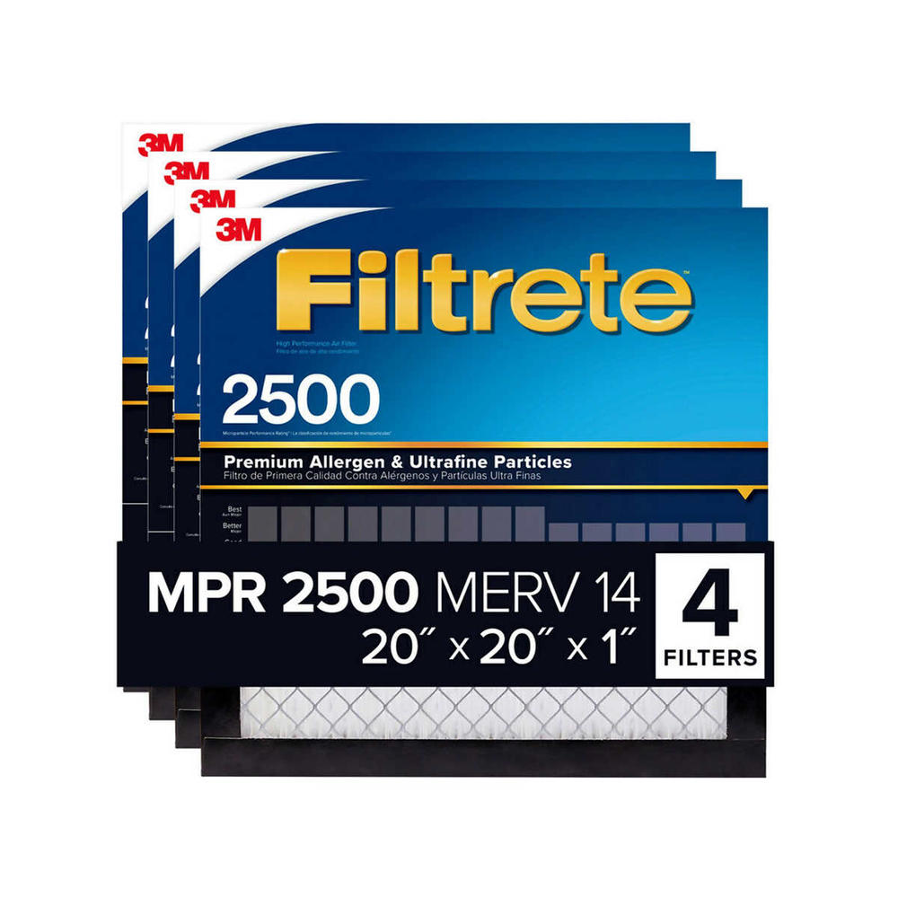 3M 2500 Series Filtrete 1" Filter, 20 x 20 x 1 (Pack of 4)