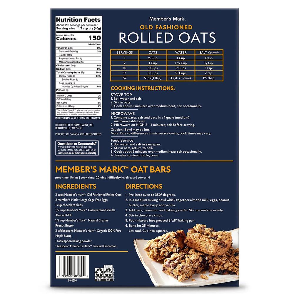 Member's Mark Old Fashioned Rolled Oats (10 Pounds)