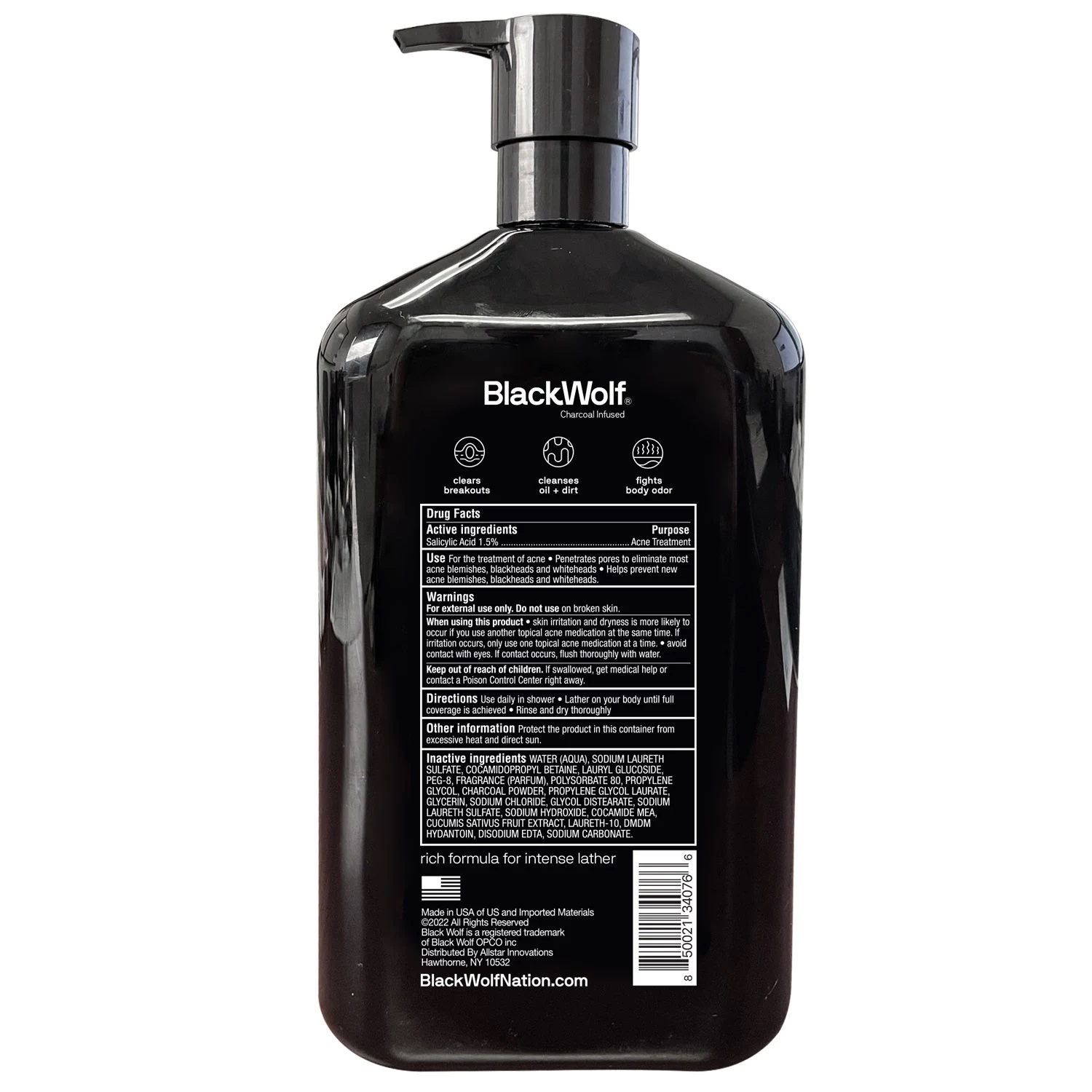 Black Wolf Men's Charcoal Body Wash (33.8 Fluid Ounce)