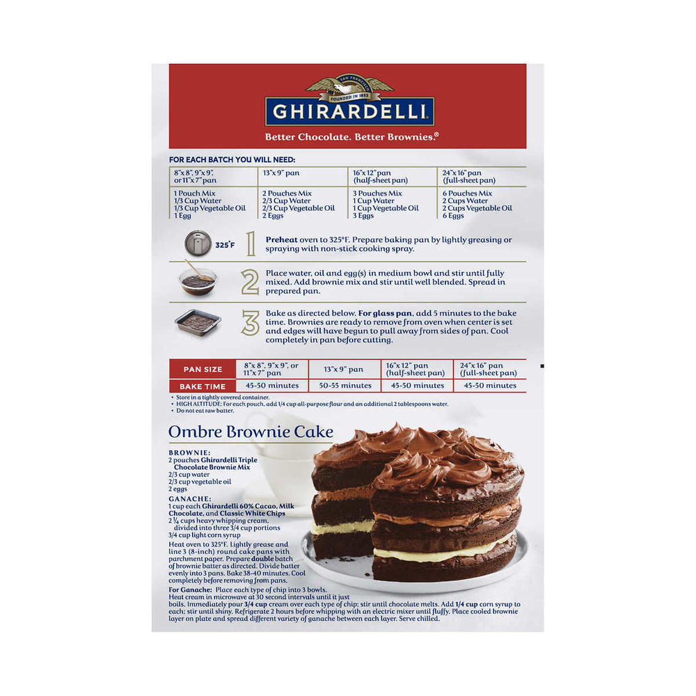Ghirardelli Triple Chocolate Premium Brownie Mix, 6 Count