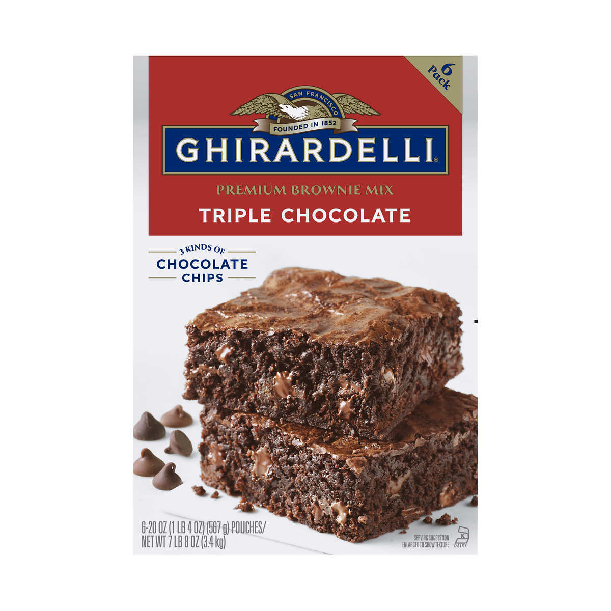 Ghirardelli Triple Chocolate Premium Brownie Mix, 6 Count
