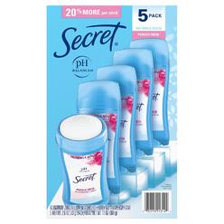 Secret Invisible Solid Antiperspirant and Deodorant, Powder Fresh, 2.6 Oz (5 Ct)