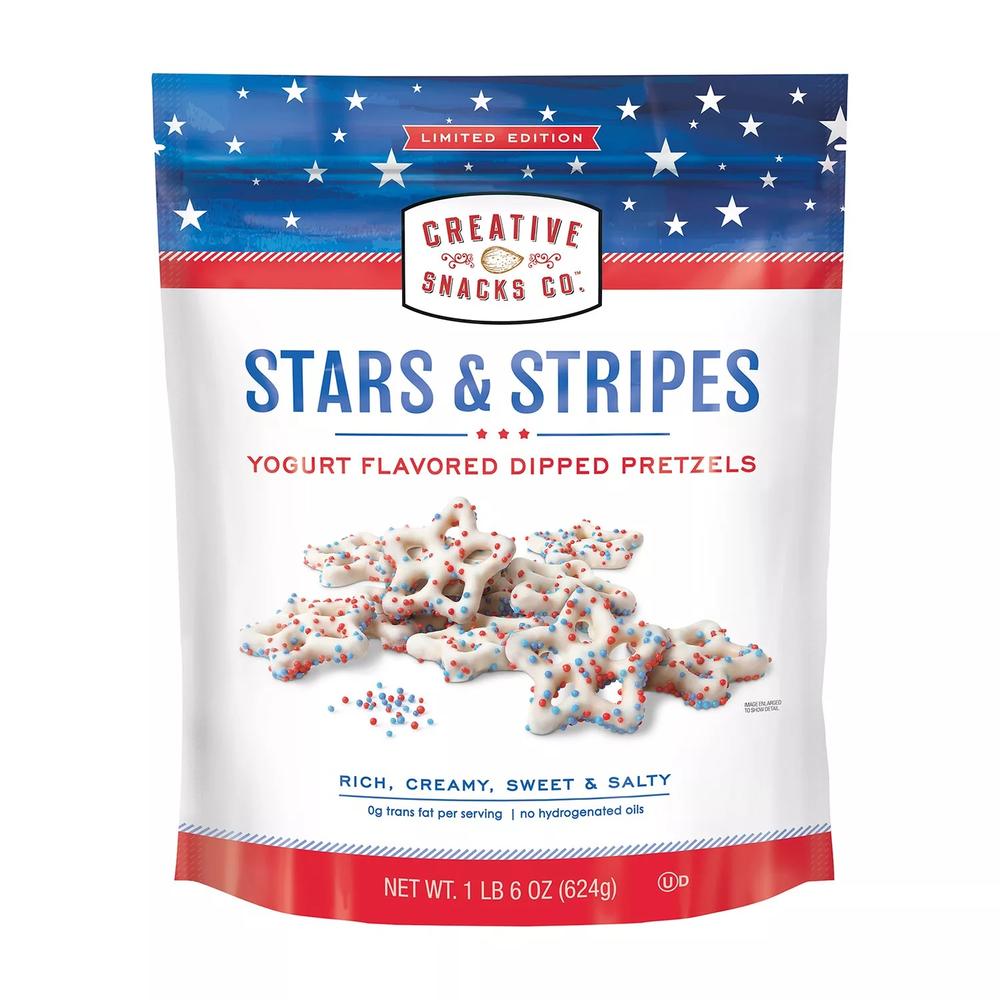 Creative Snacks Co. Stars & Stripes Yogurt Flavored Dipped Pretzels, 22 Ounce