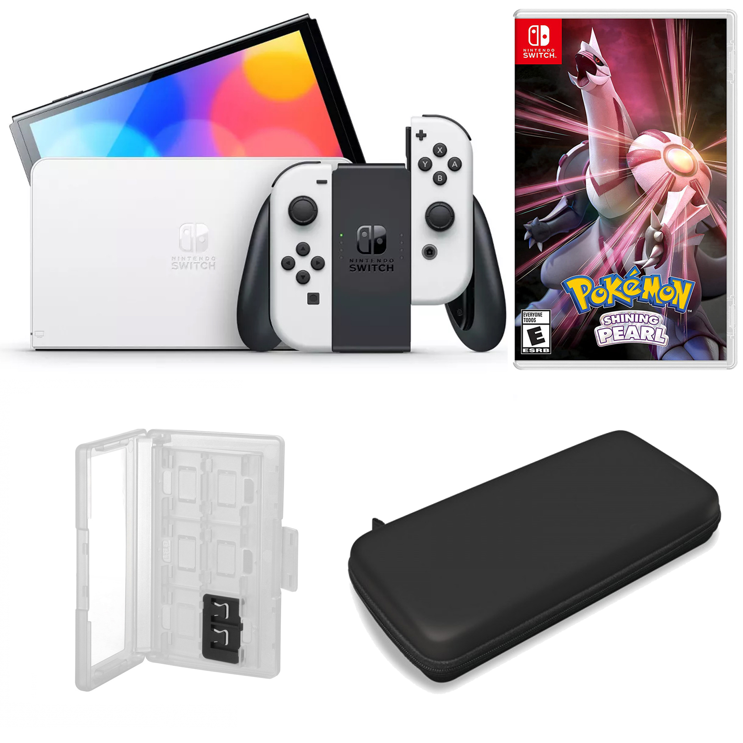 Nintendo Switch OLED in White with Pokemon Pearl and Accessories