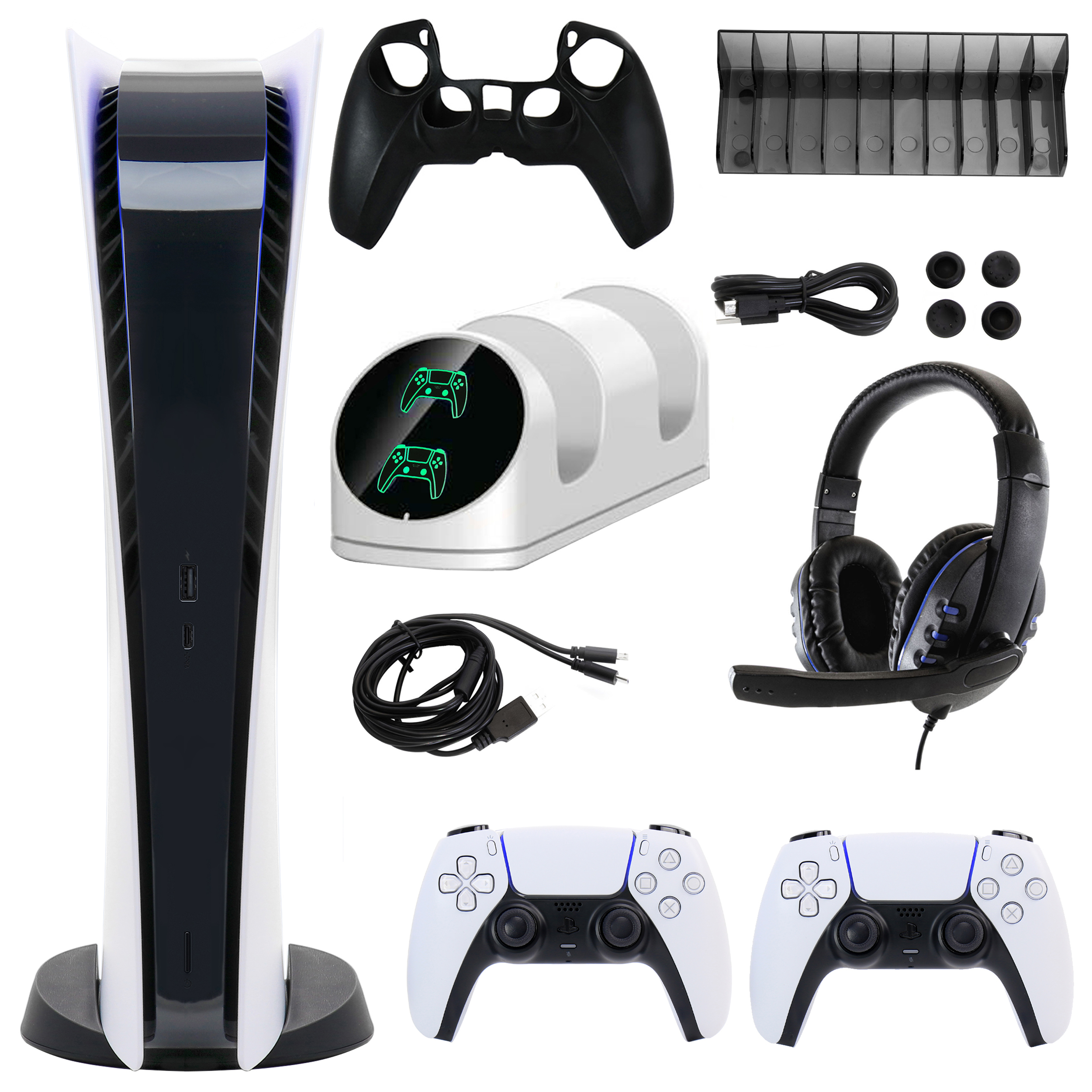 Sony PlayStation 5 Digital Console with Extra White Dualsense Controller and Accessories Kit Sony PlayStation 5 Digital Console with Extra White Dualsense Controller and Accessories Kit