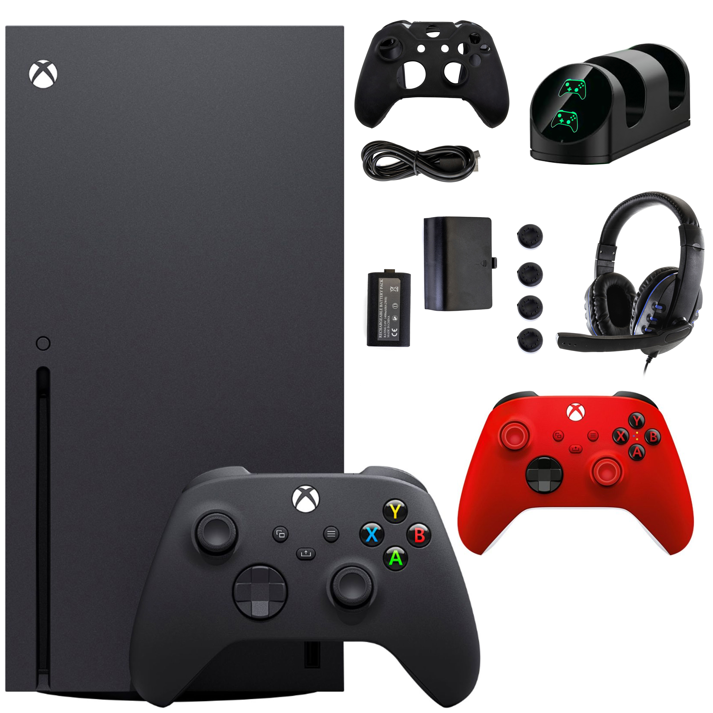 Microsoft Xbox Series X 1TB Console with Extra Red Controller Accessories Kit