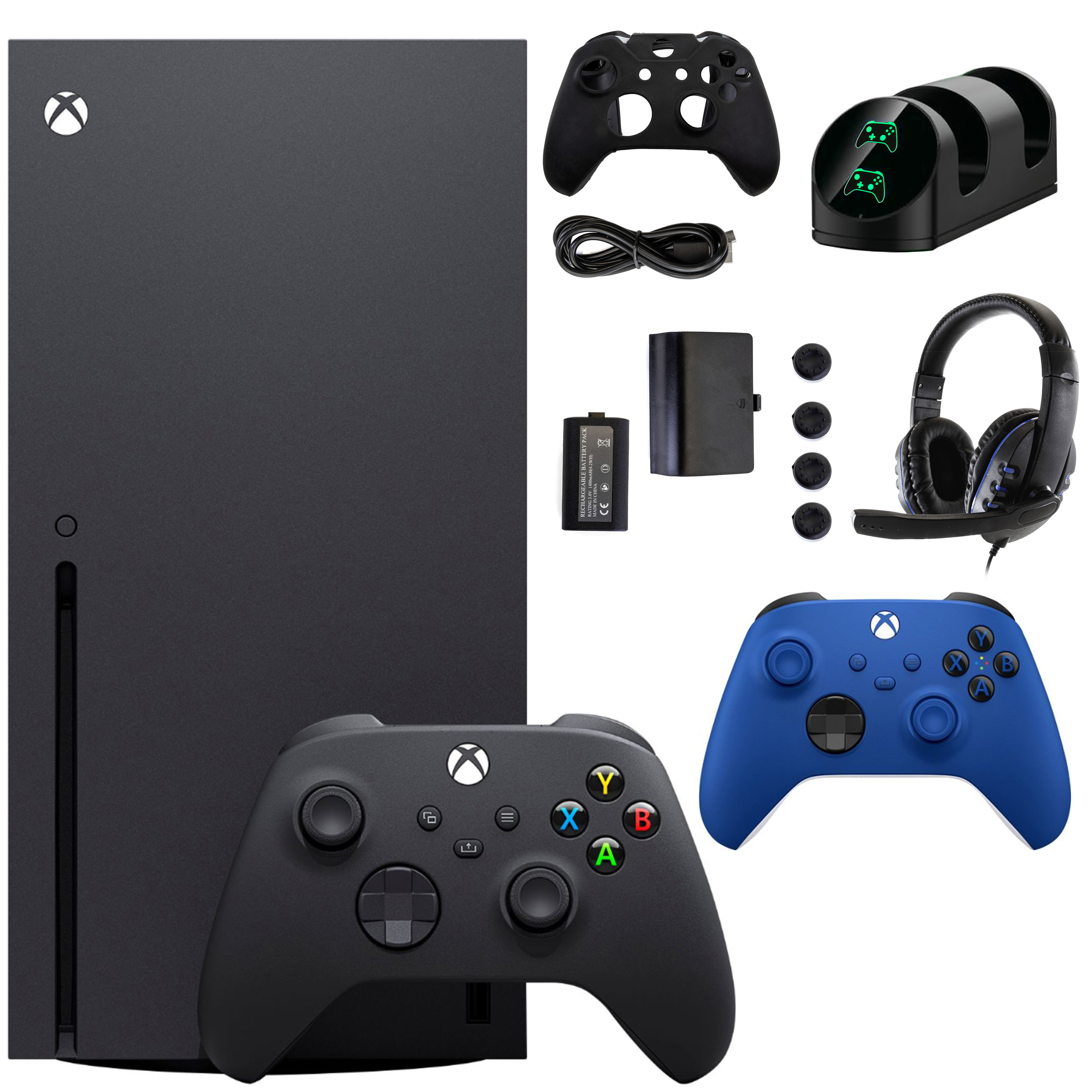 Microsoft Xbox Series X 1TB Console with Extra Blue Controller Accessories Kit