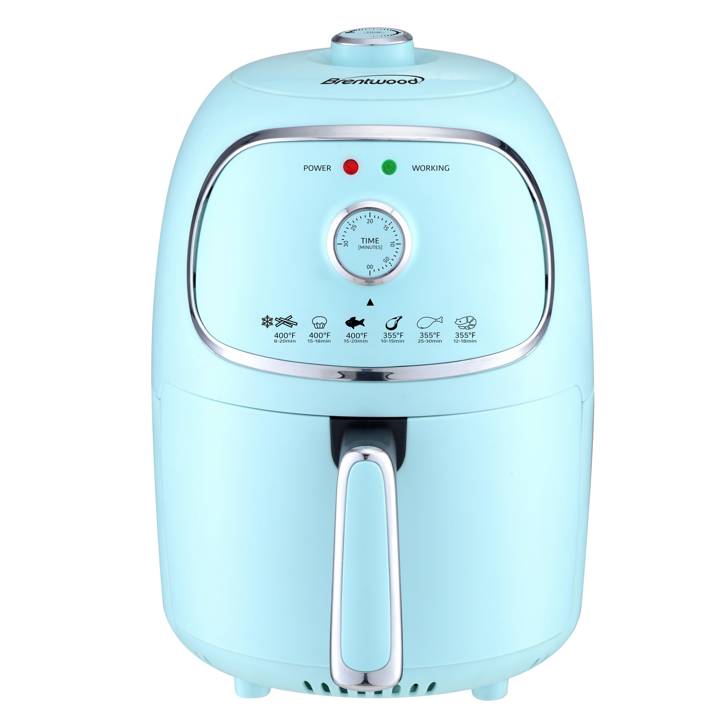 Brentwood 2 Quart Small Electric Air Fryer Blue with Timer and Temp Control