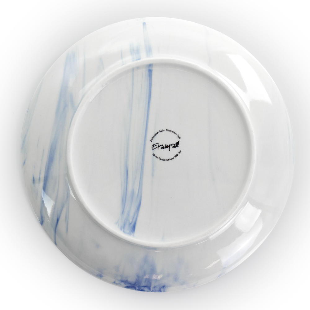 Elama Fine Marble 16 Piece Stoneware Dinnerware Set in Blue and White
