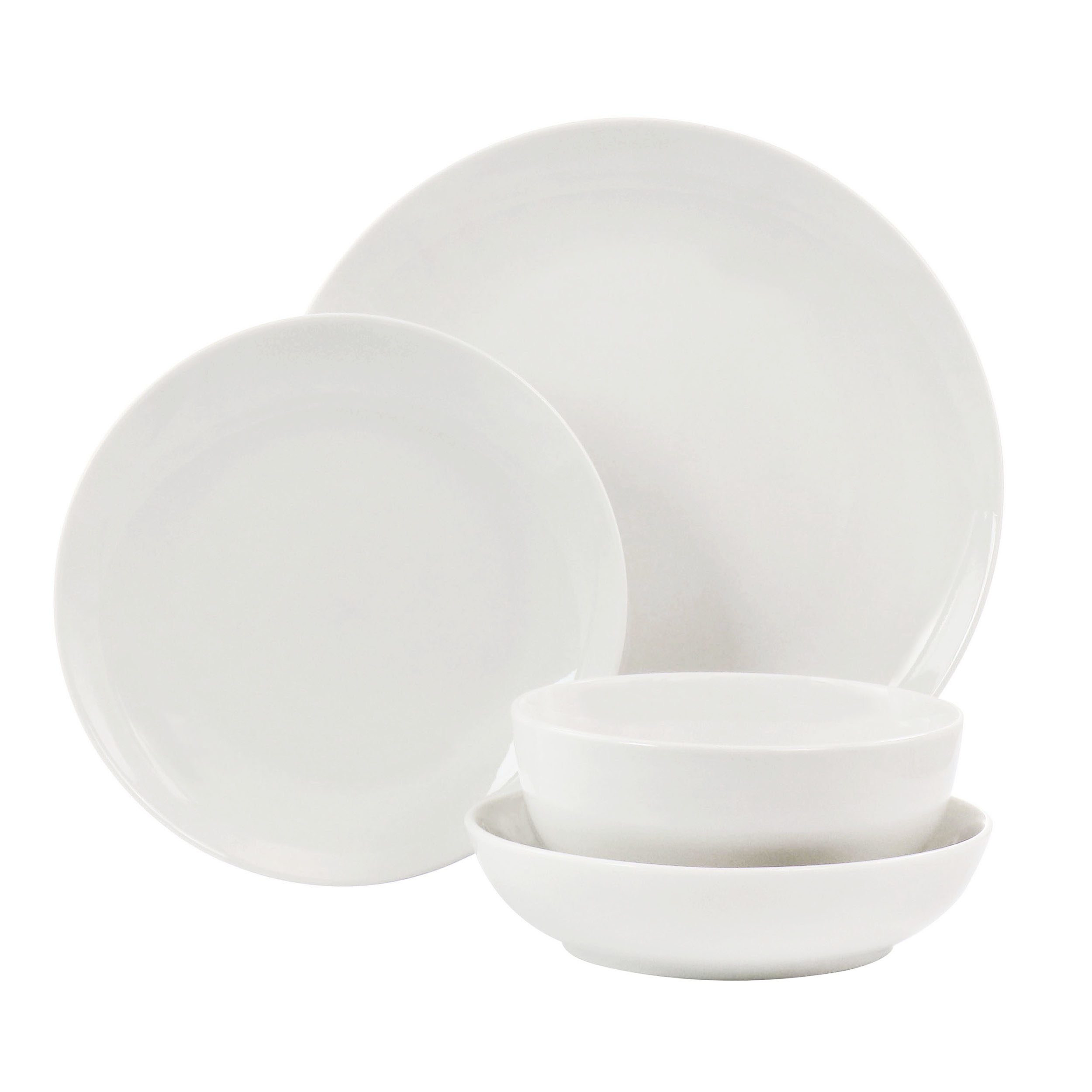 Elama Camellia 16 Piece Porcelain Double Bowl Dinnerware Set
