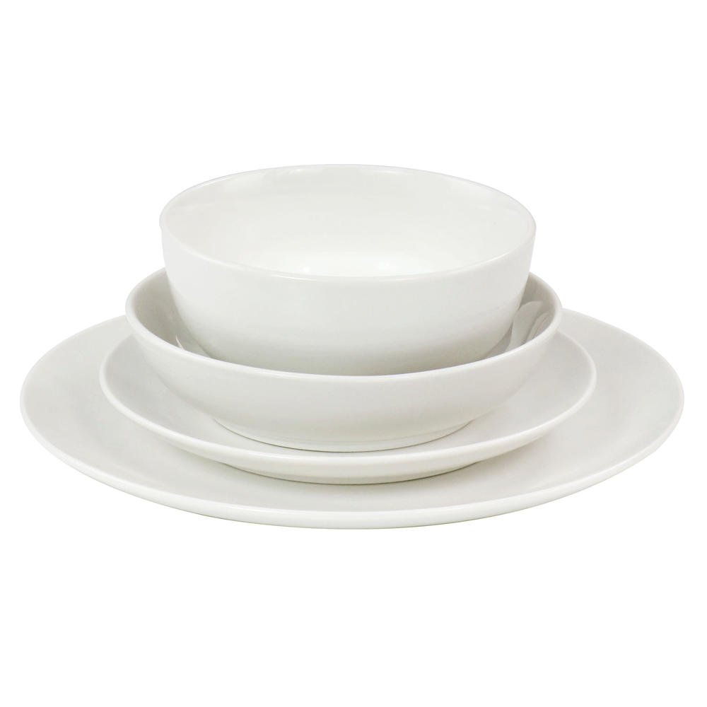 Elama Camellia 16 Piece Porcelain Double Bowl Dinnerware Set