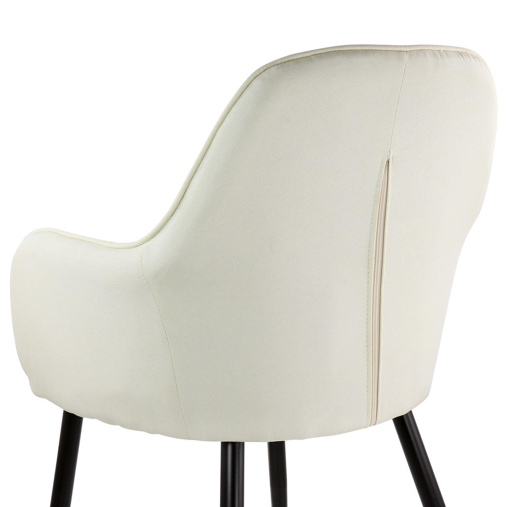 Elama 2 Piece Fabric Tufted Chair in Beige with Black Metal Legs