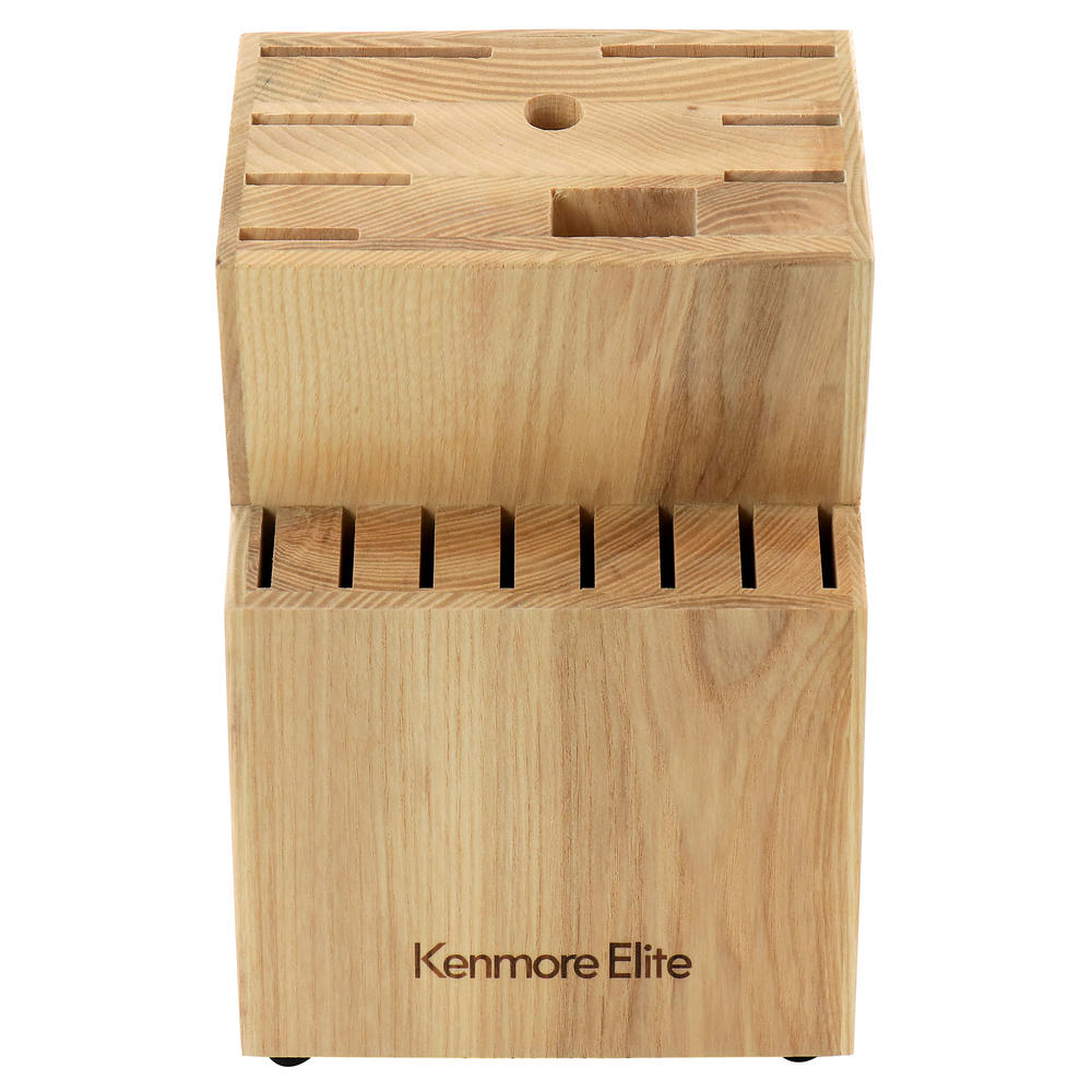 Kenmore Elite 18 Piece Stainless Steel Cutlery and Wood Block Set in Red