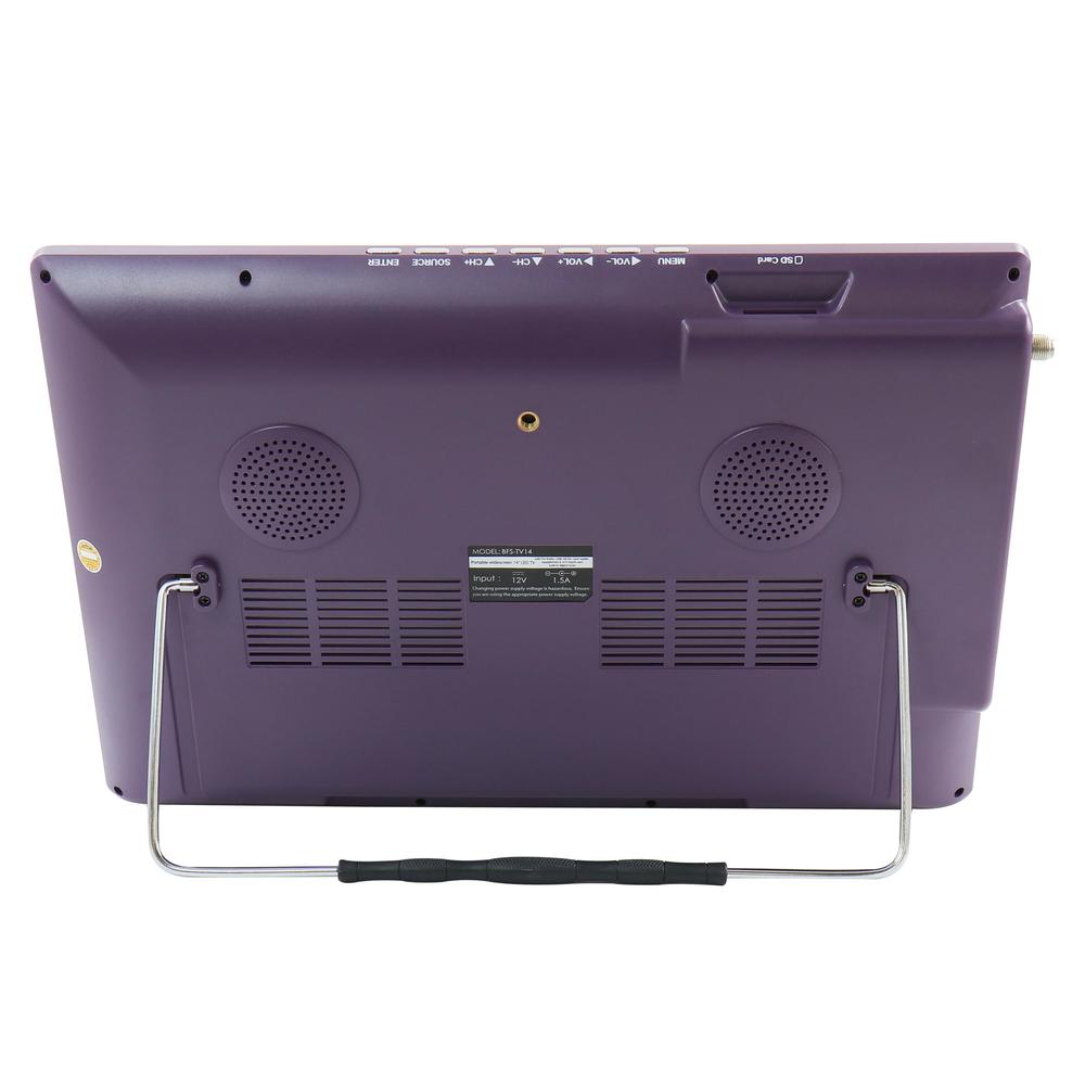 beFree Sound Portable Rechargeable 14 Inch LED TV with HDMI, SD/MMC, USB, VGA, AV In/Out and Built-in Digital Tuner in Purple
