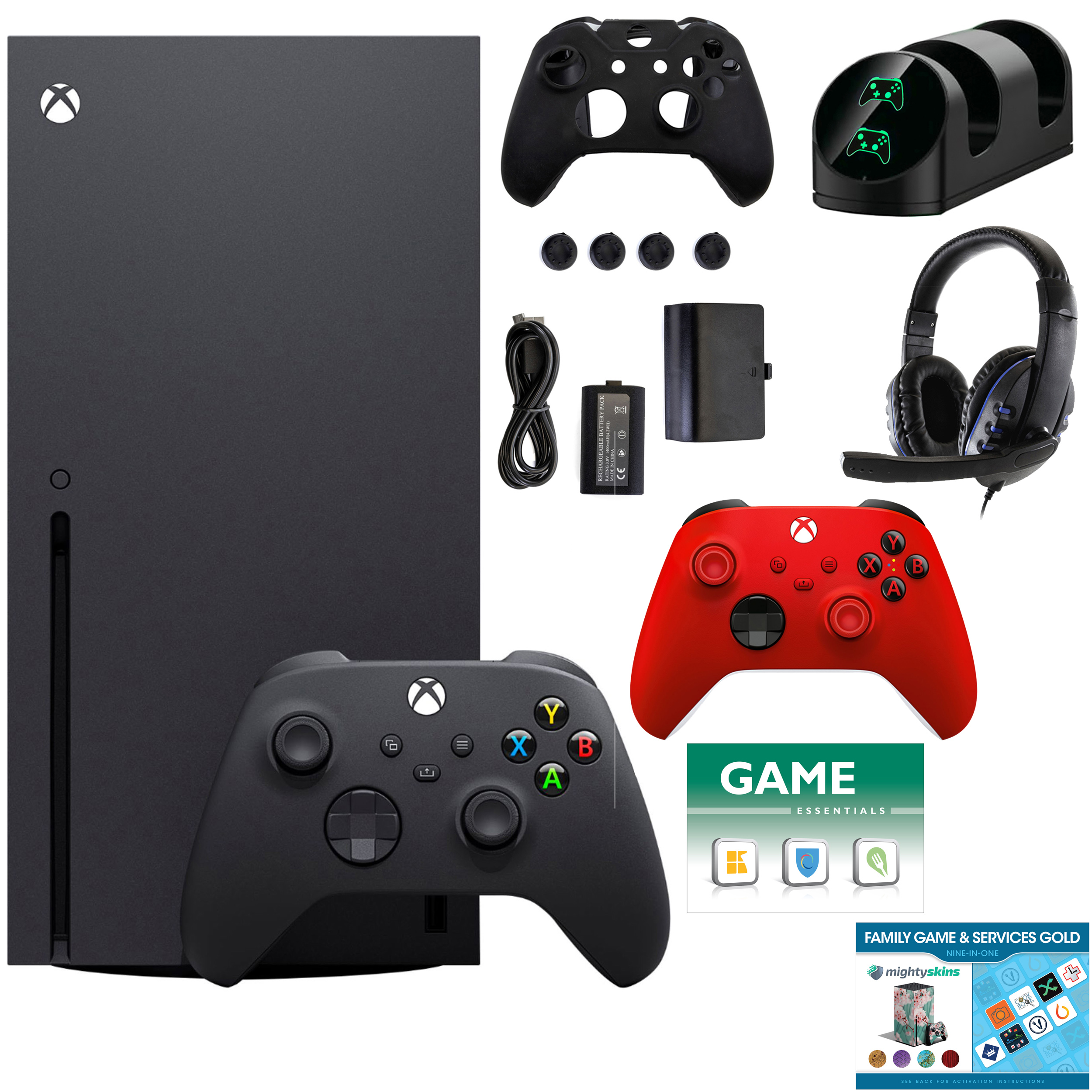 Microsoft Xbox Series X 1TB Console with Extra Red Controller Accessories Kit and 2 Vouchers