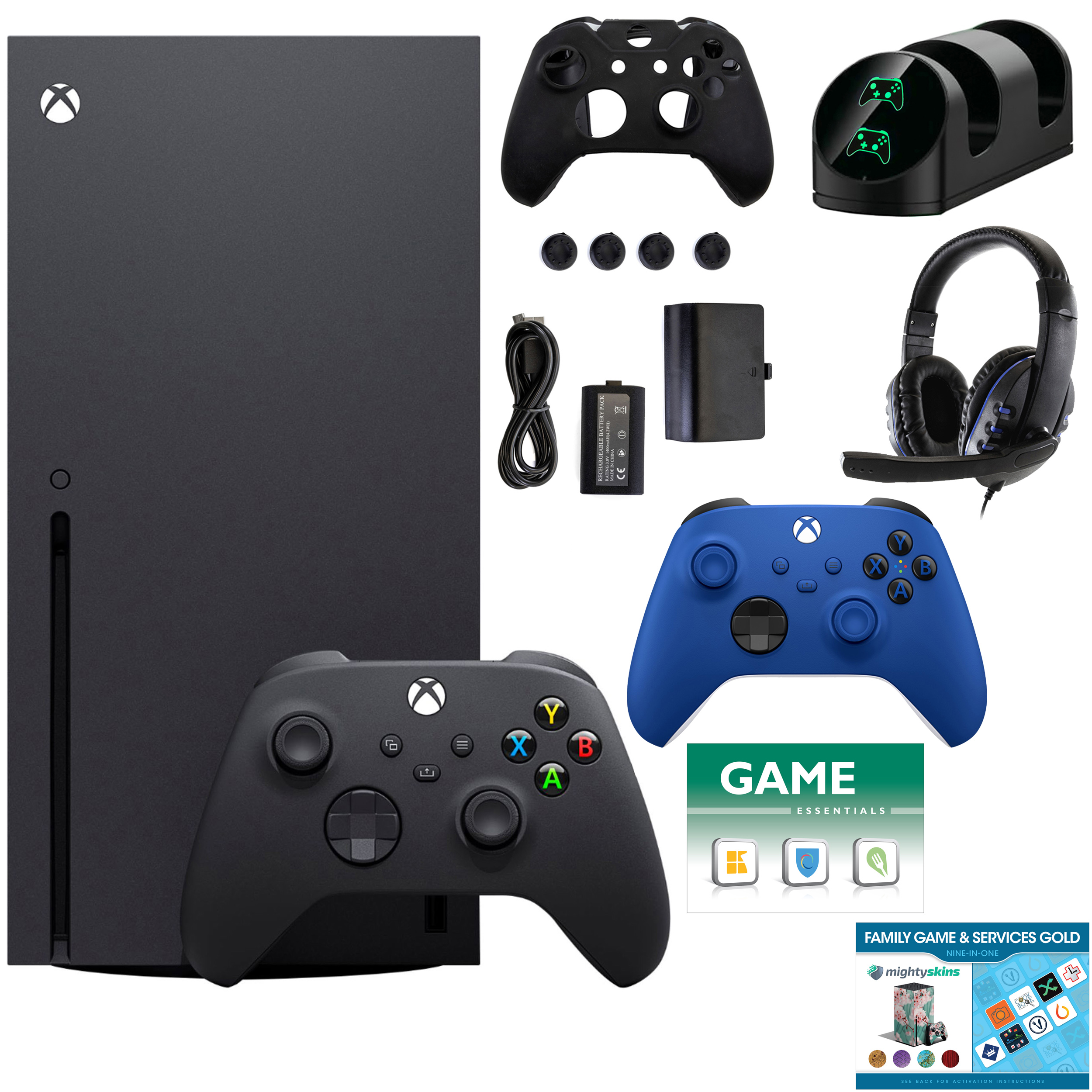 Microsoft Xbox Series X 1TB Console with Extra Blue Controller Accessories Kit and 2 Vouchers