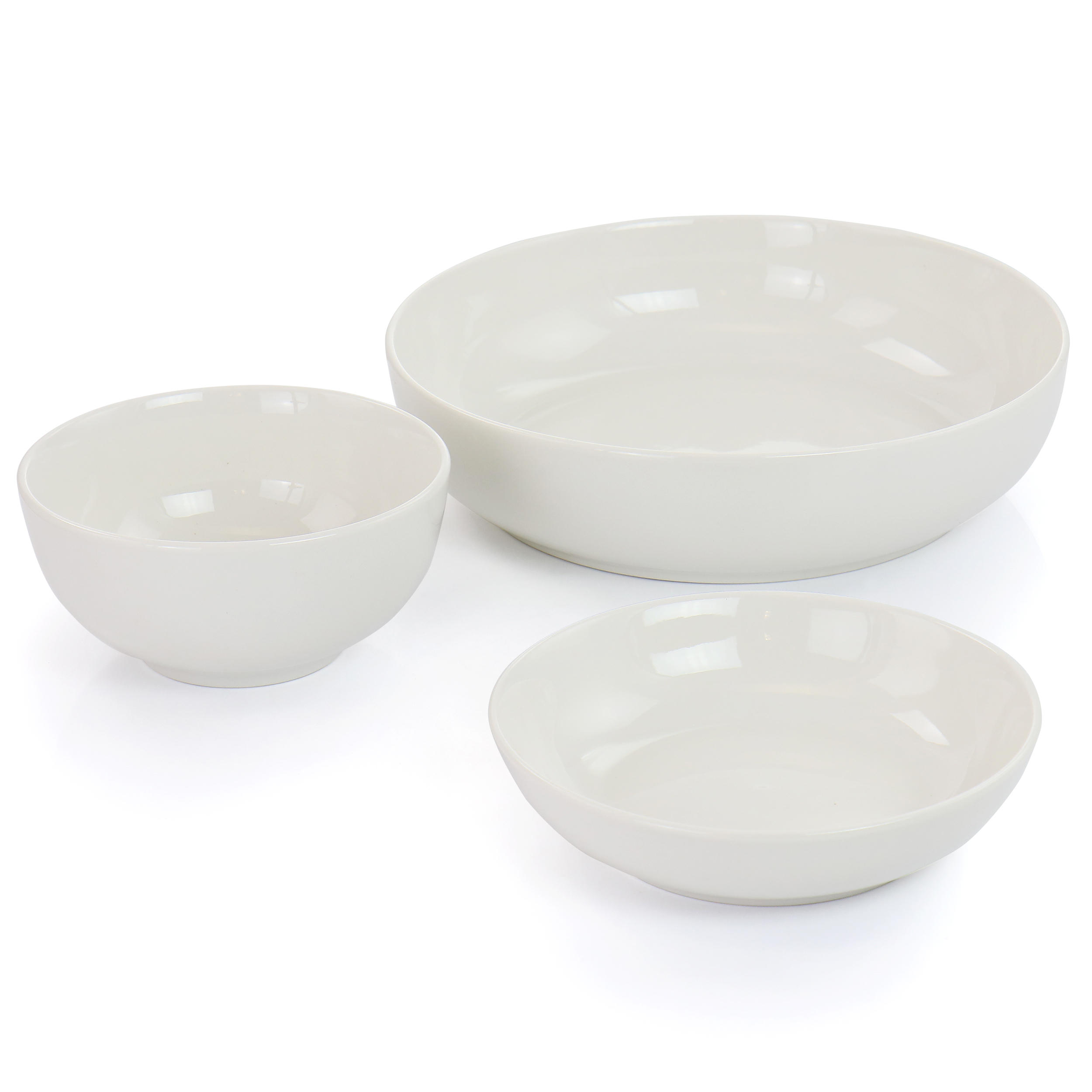 Elama Iris 32 Piece Porcelain Dinnerware Set with 2 Serving Bowls in White
