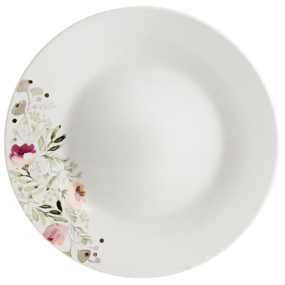 Gibson Home Lily Garden Ceramic 12 Piece Dinnerware Set in White and Pink