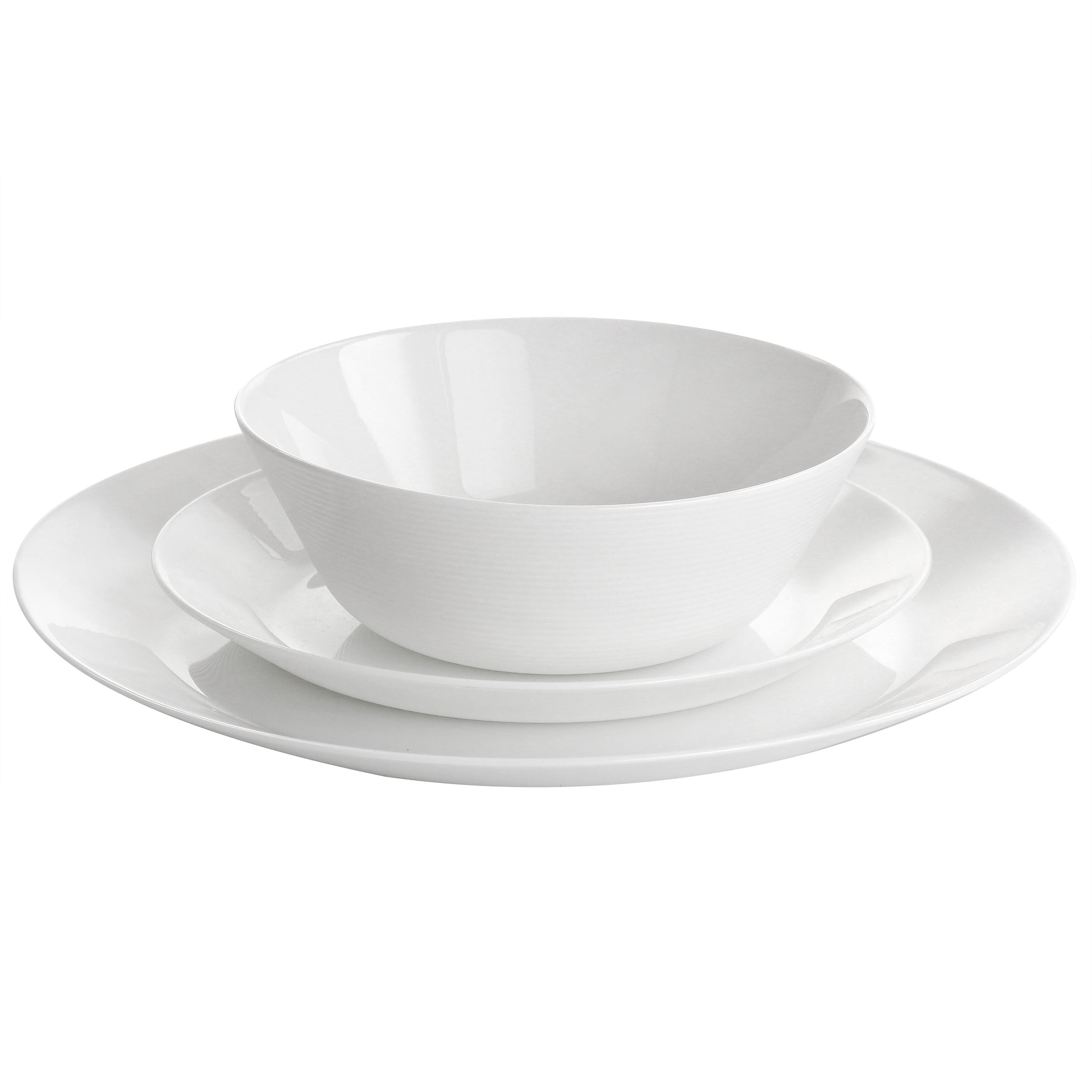 Gibson Ultra Courtyard 12 Piece Tempered Opal Glass Dinnerware Set in White