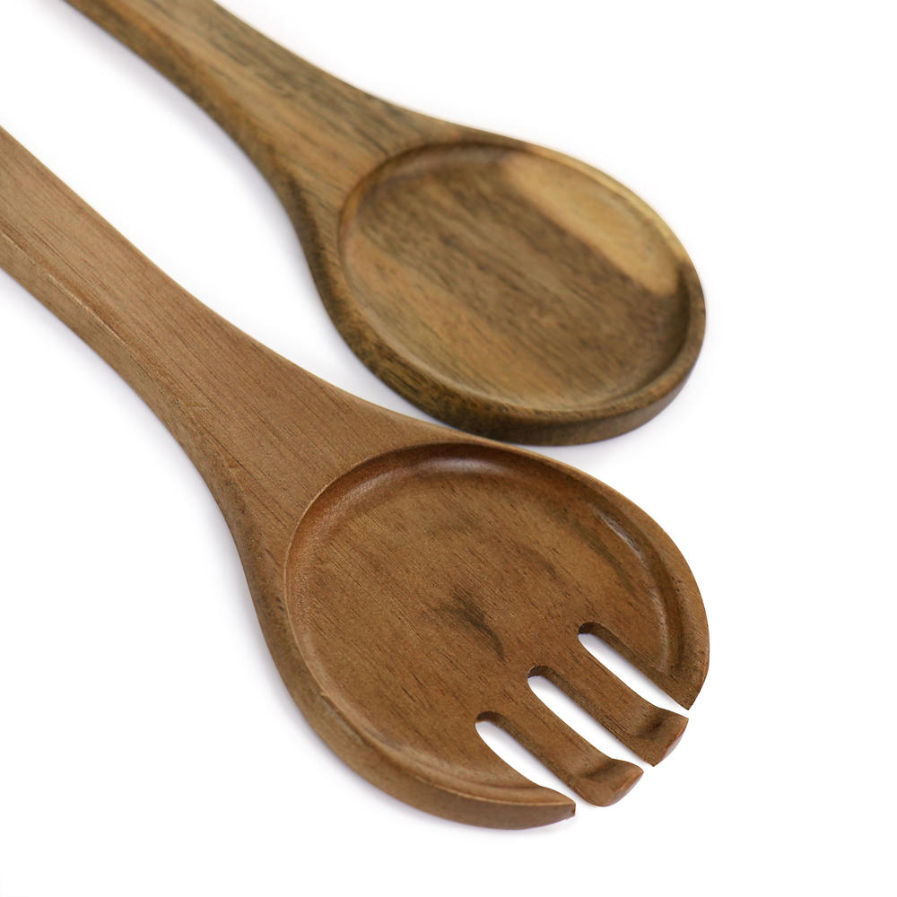 Gibson Elite 3 Piece Acacia Wood Salad Bowl and Spoon Set in Brown