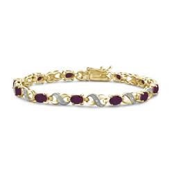JewelonFire 7.50 Carat T.G.W. Ruby And Accent White Diamond 14K Gold Over Silver Bracelet