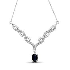 JewelonFire 1/2 Carat T.G.W. Sapphire and White Diamond Accent Women's Sterling Silver Pendant