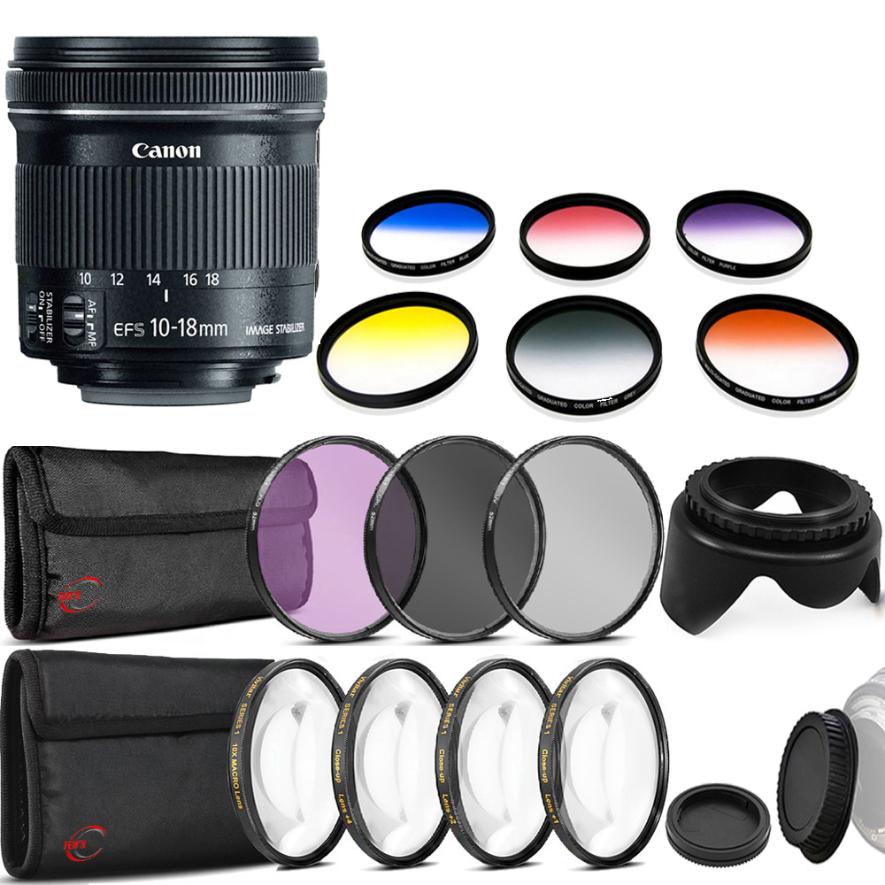 Canon EF-S 10-18mm f/4.5-5.6 IS STM Lens for Canon EOS Rebel T2i T1i SL1 SL2 with Accessory Bundle