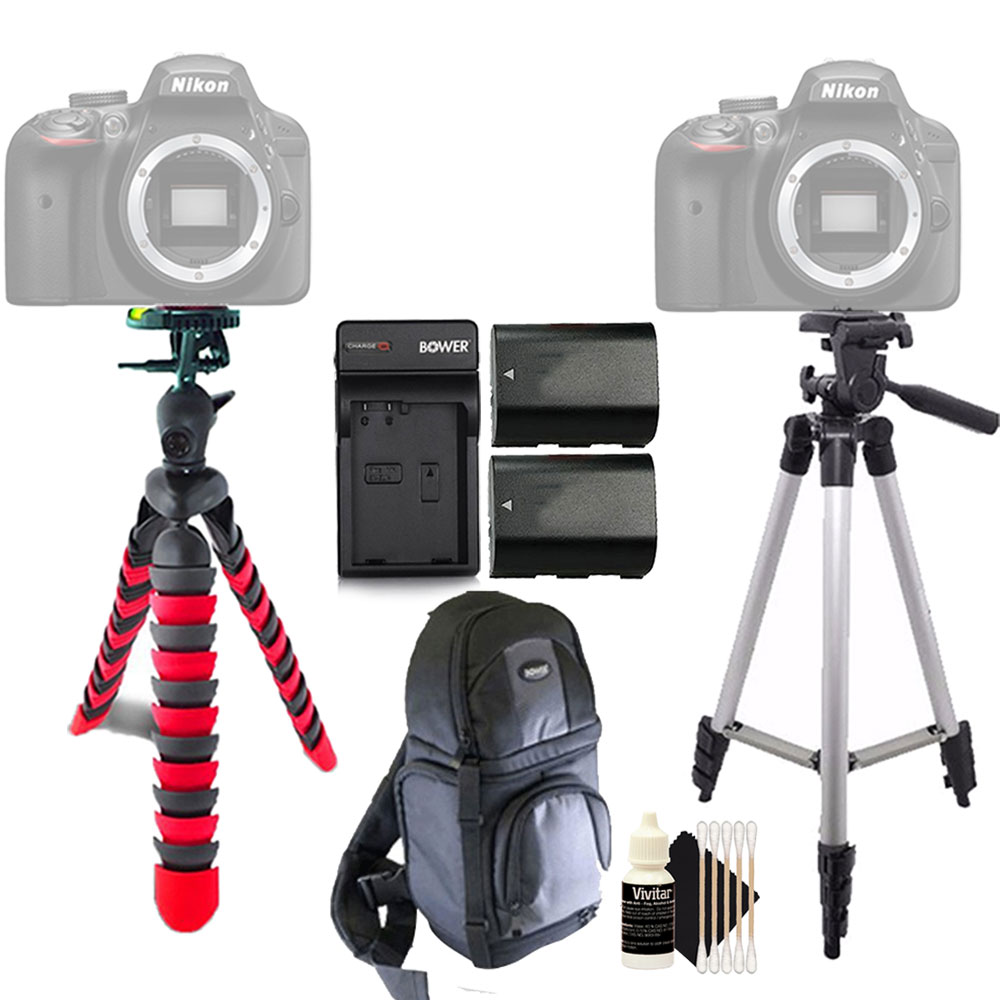 Vivitar Tall and Flexible Tripod + 2x Replacement LP-E6 Battery + Cleaning Kit
