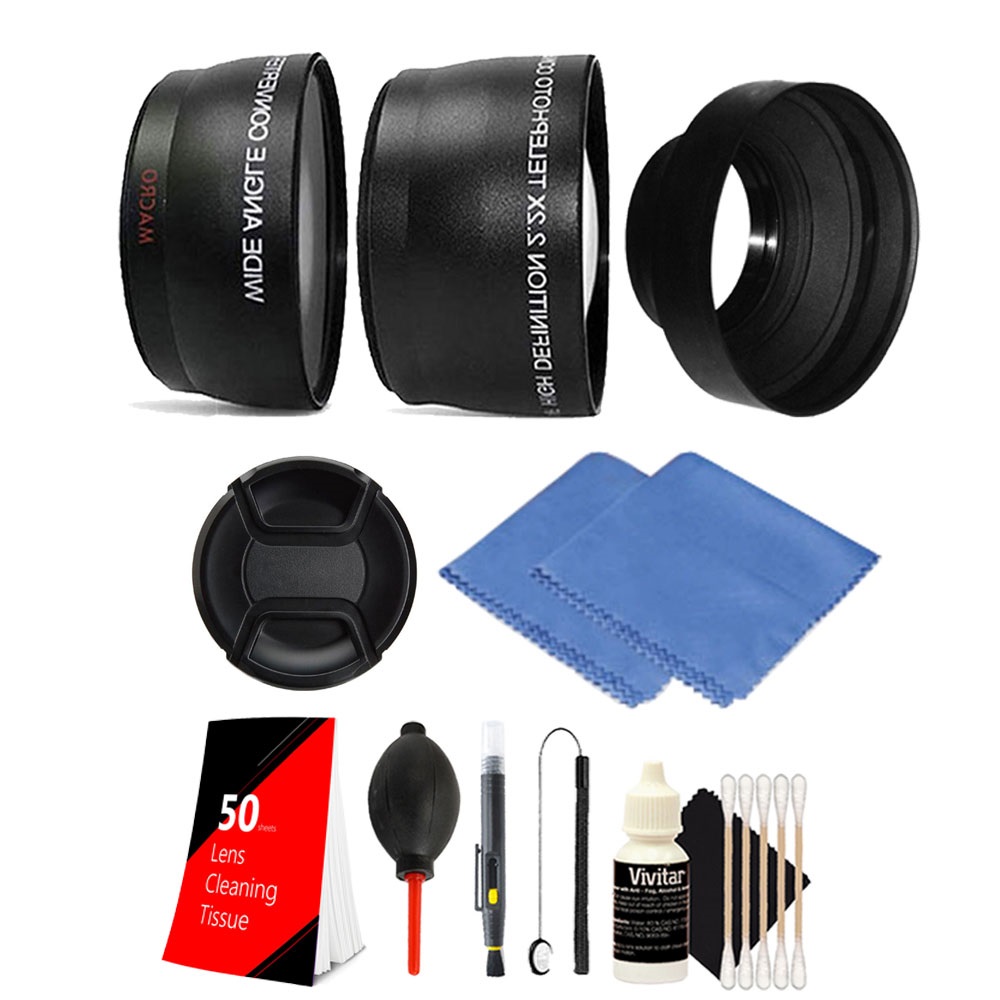 Vivitar 52mm Fisheye Telephoto & Wide Angle Lens + Rubber Hood Accessory Kit for Nikon D3300 D3200 D3100 D5500 D5300 D5200 D5100