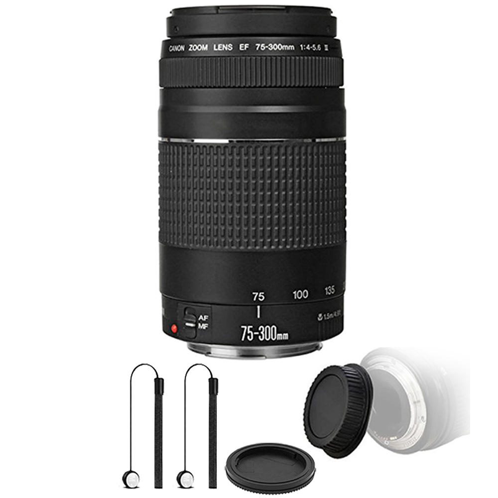Canon EF 75-300mm f/4-5.6 III USM Telephoto Zoom Lens with Accessories  for Canon EOS 550D 500D 450D 400D