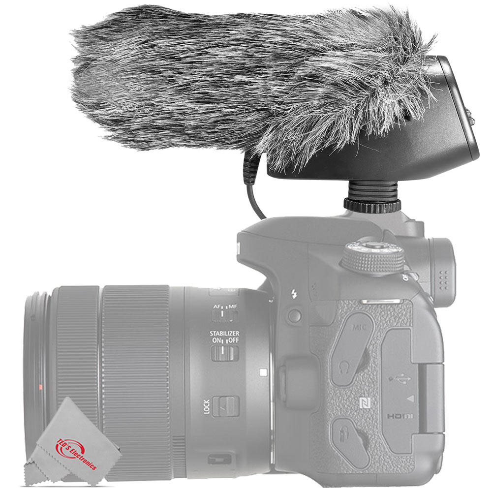 Canon EOS Rebel T6i T6s Digital SLR Camera Microphone with Furry Windscreen for Broadcasting