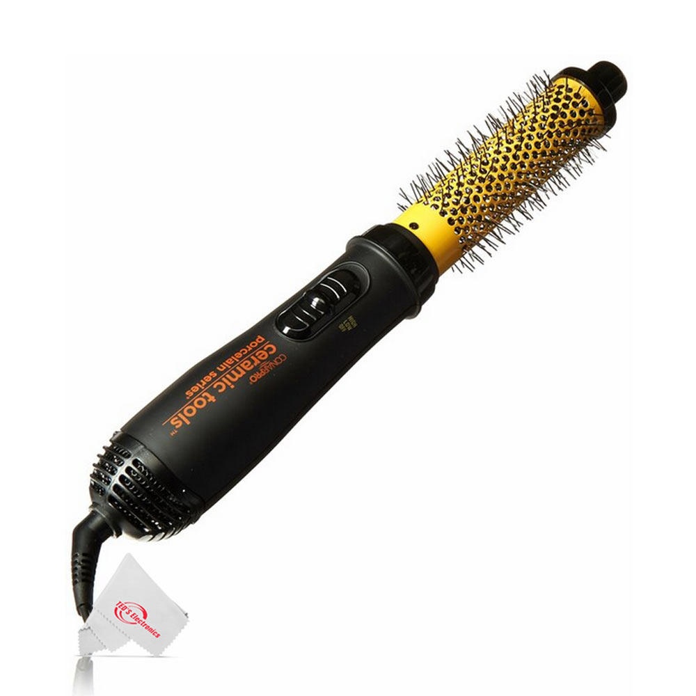 Conair Pro Ceramic Tools Porcelain Series 1.25 Inch 1000W Soft-Bristle Hot Air Brush to Style & Dry Hair