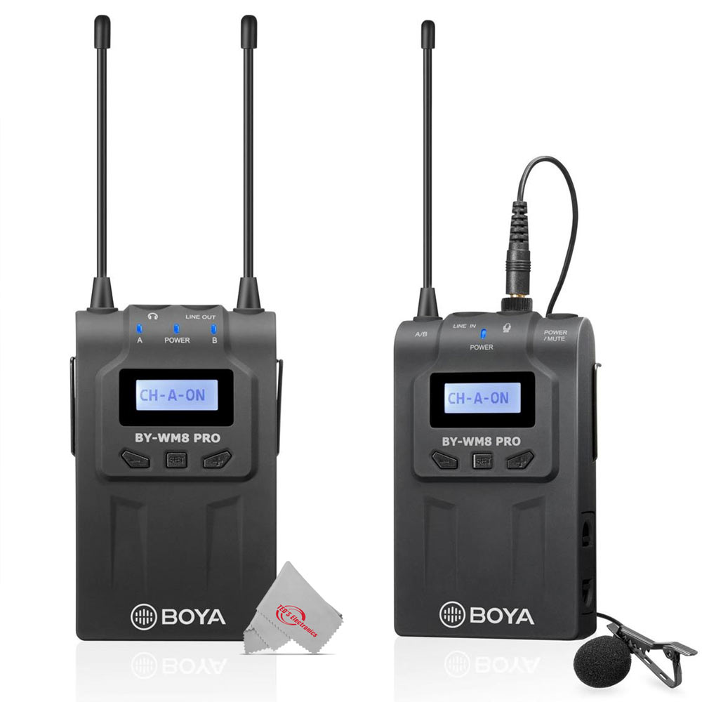 Boya BY-WM8 Pro-K1 UHF Dual-Channel Wireless Microphone System with 1 Receiver and 1 Transmitter