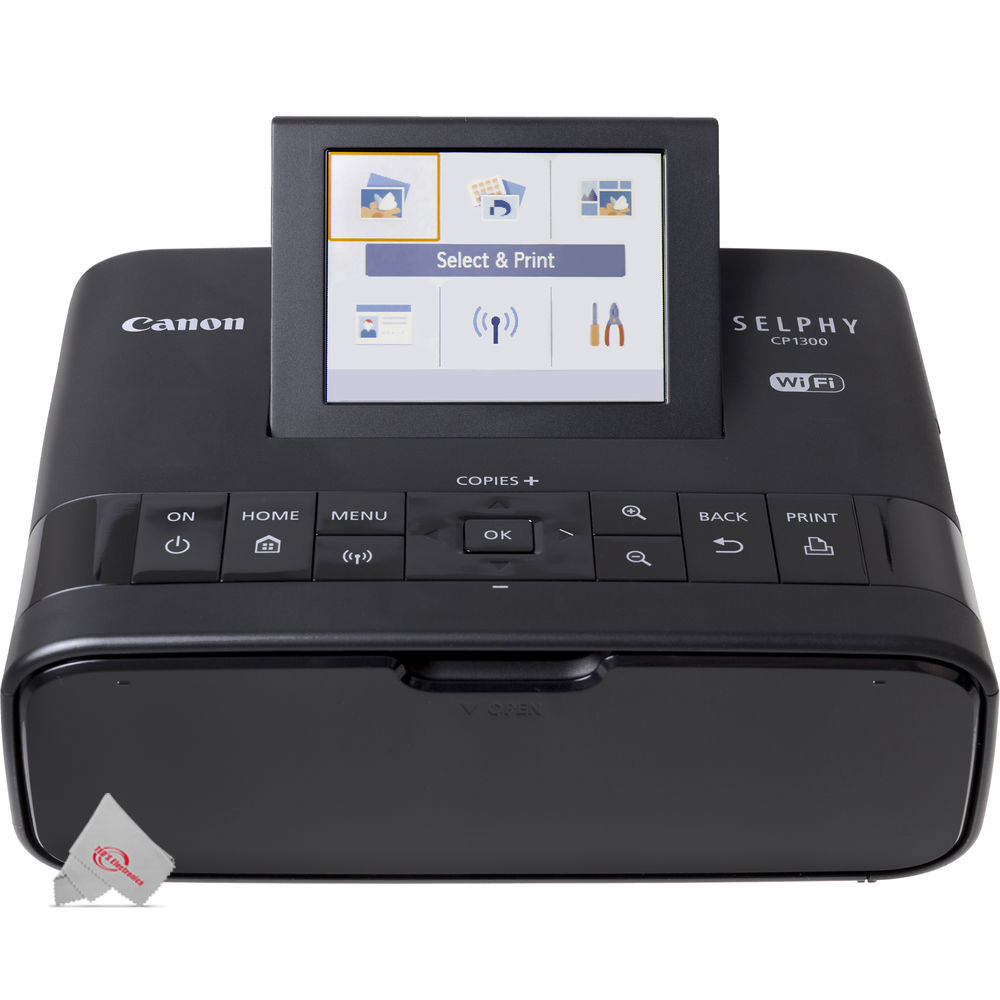 Canon Selphy CP1300 Compact Photo Printer Black with Three Canon KP-108IN Selphy Set