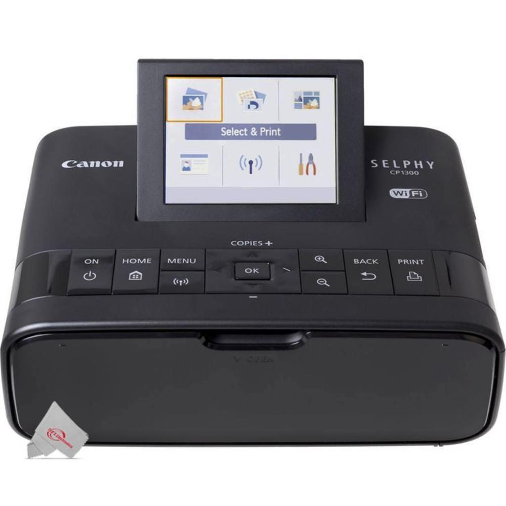 Canon Selphy CP1300 Compact Photo Printer Black with Canon KP-108IN Paper Accessory Kit