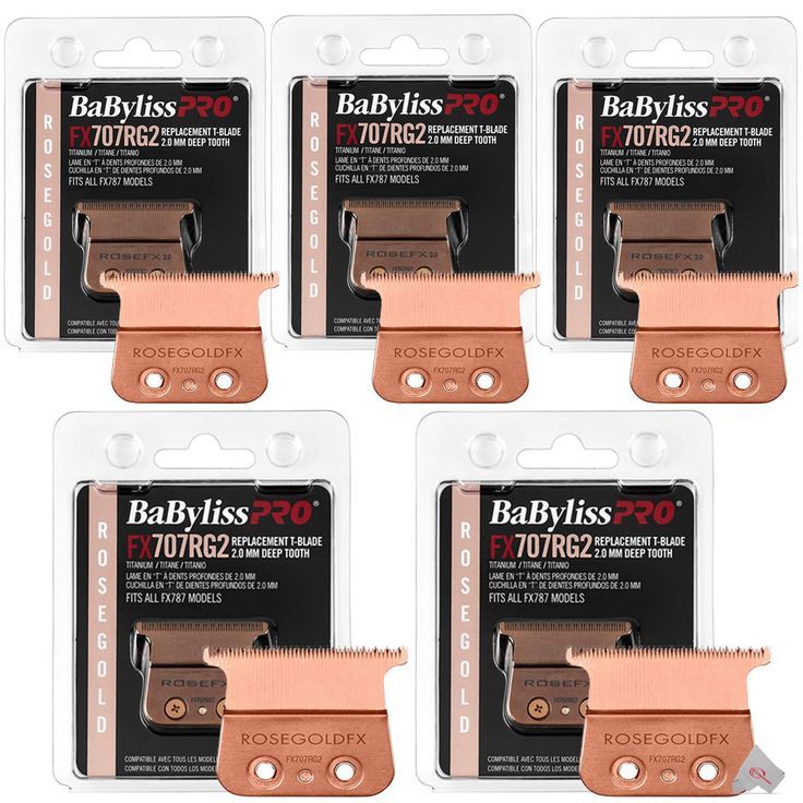 Babyliss Pro 5x BaByliss PRO Replacement Rose GoldFX Skeleton T-Blade 2.0mm Deep Tooth FX707RG2
