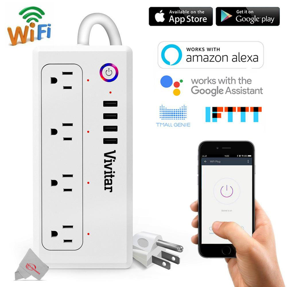 Vivitar Smart Home Smart Plug Power Strip 4 Wi Fi Outlets 4 USB Ports vivitar-smart-home-smart-plug-power-strip-4-wi-fi-outlets-4-usb-ports