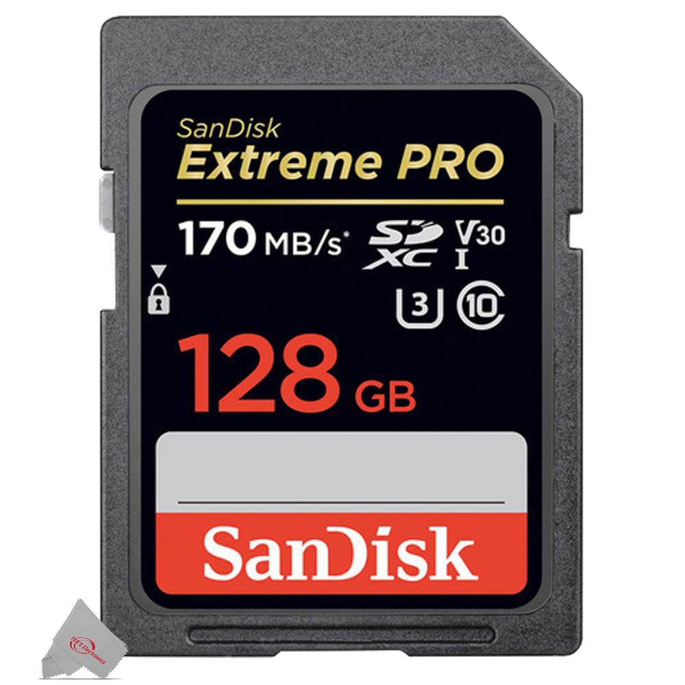 SanDisk Extreme Pro 128GB SDXC UHS-I/U3 V30 Class 10 Memory Card, Speed Up to 170MB/s (SDSDXXY-128G-GN4IN)