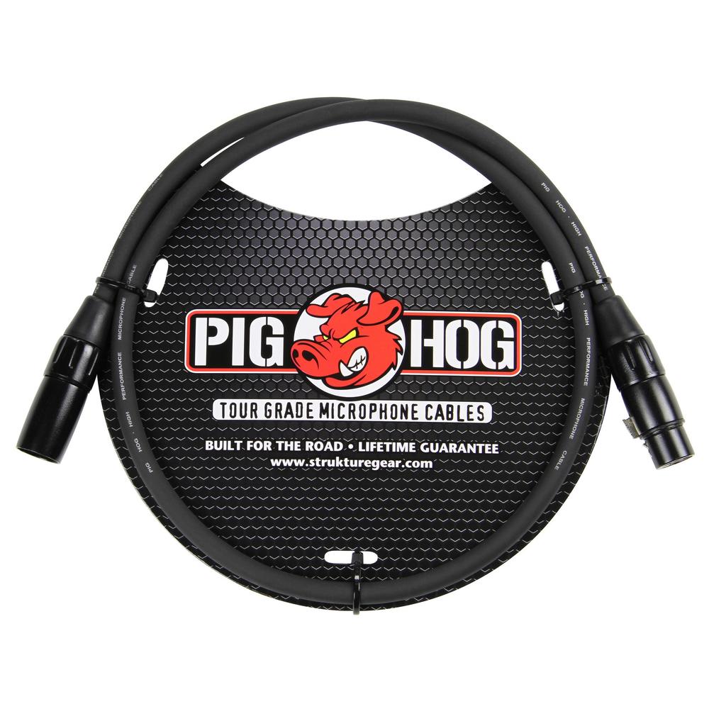Pig Hog 8mm XLR Microphone Cable Male to Female 3 Ft Fully Balanced Premium Mic Cable