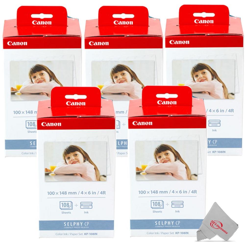 Canon 5 Pack Canon KP-108IN Selphy Color Ink 4x6 & Paper Set for SELPHY CP910 CP900