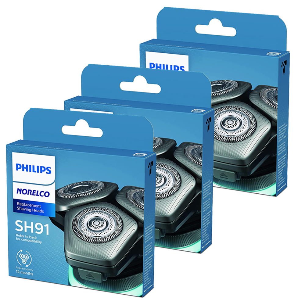 Philips 3x Philips Norelco Shaving Replacement Heads for Shaver Series 9000 SH91/52 (Replaces SH90/72)