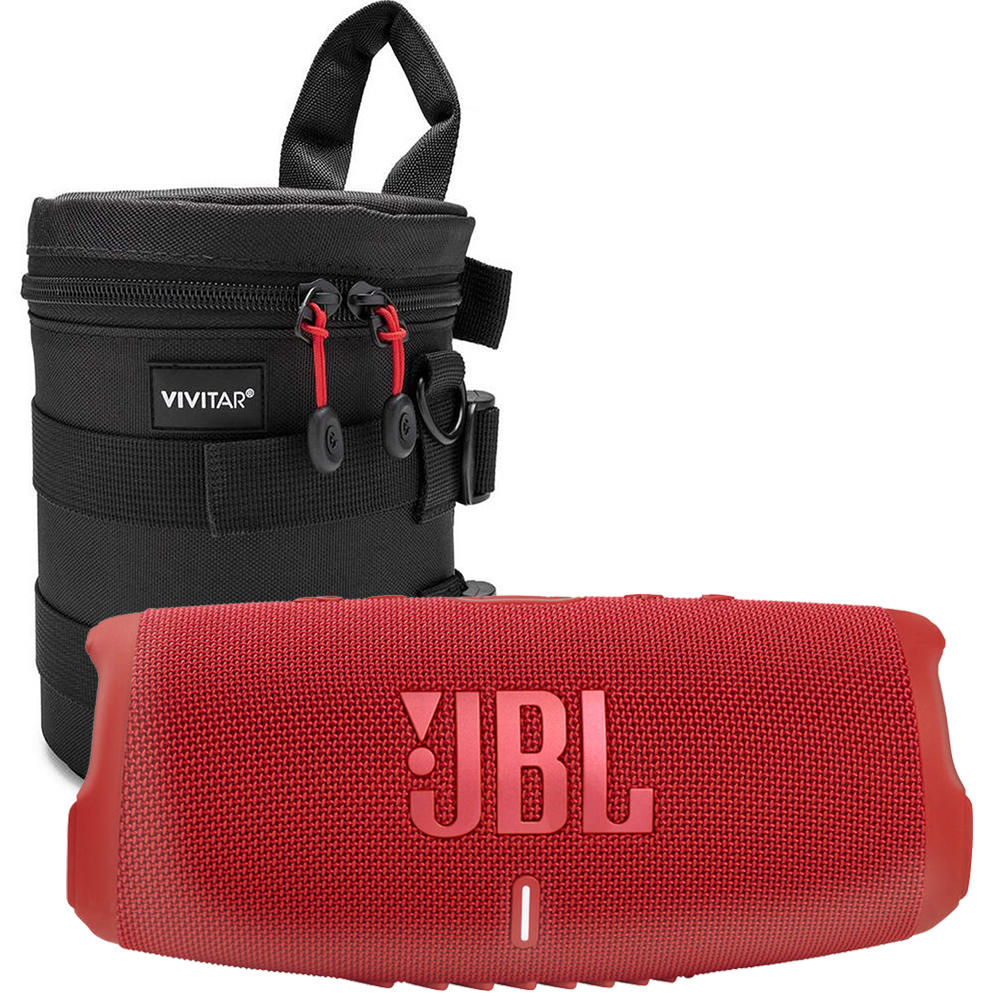 JBL Charge 5 Portable Waterproof Bluetooth Speaker with Powerbank (Red)+ 10 Inches Case