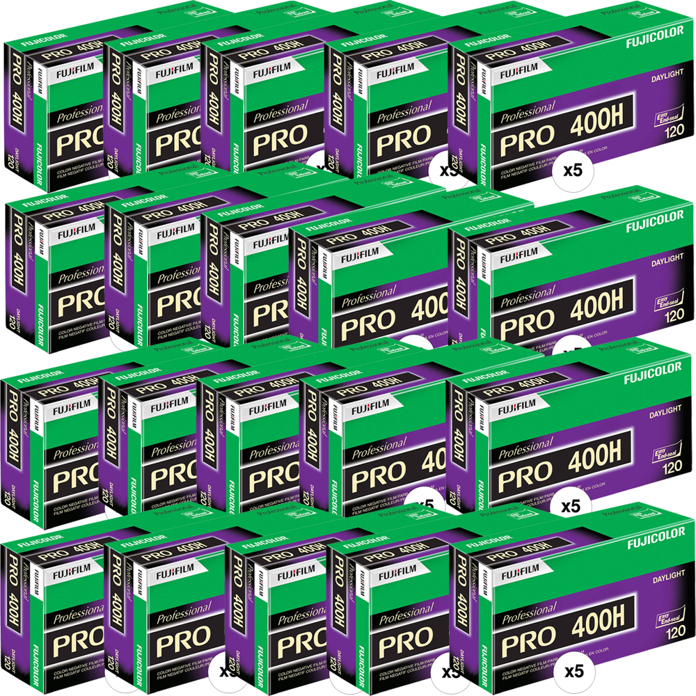 Fujifilm 20 Packs of FUJIFILM Fujicolor PRO 400H Professional Color Negative Film  - 120 Roll Film, 5 Pack