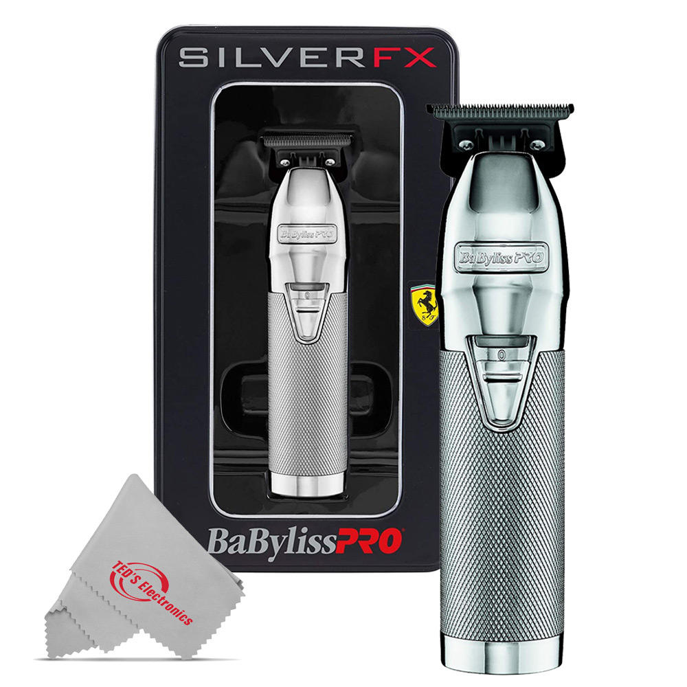 BaByliss PRO SILVER FX Skeleton Cordless Trimmer FX787S with BabylissPro Charger Base Silver