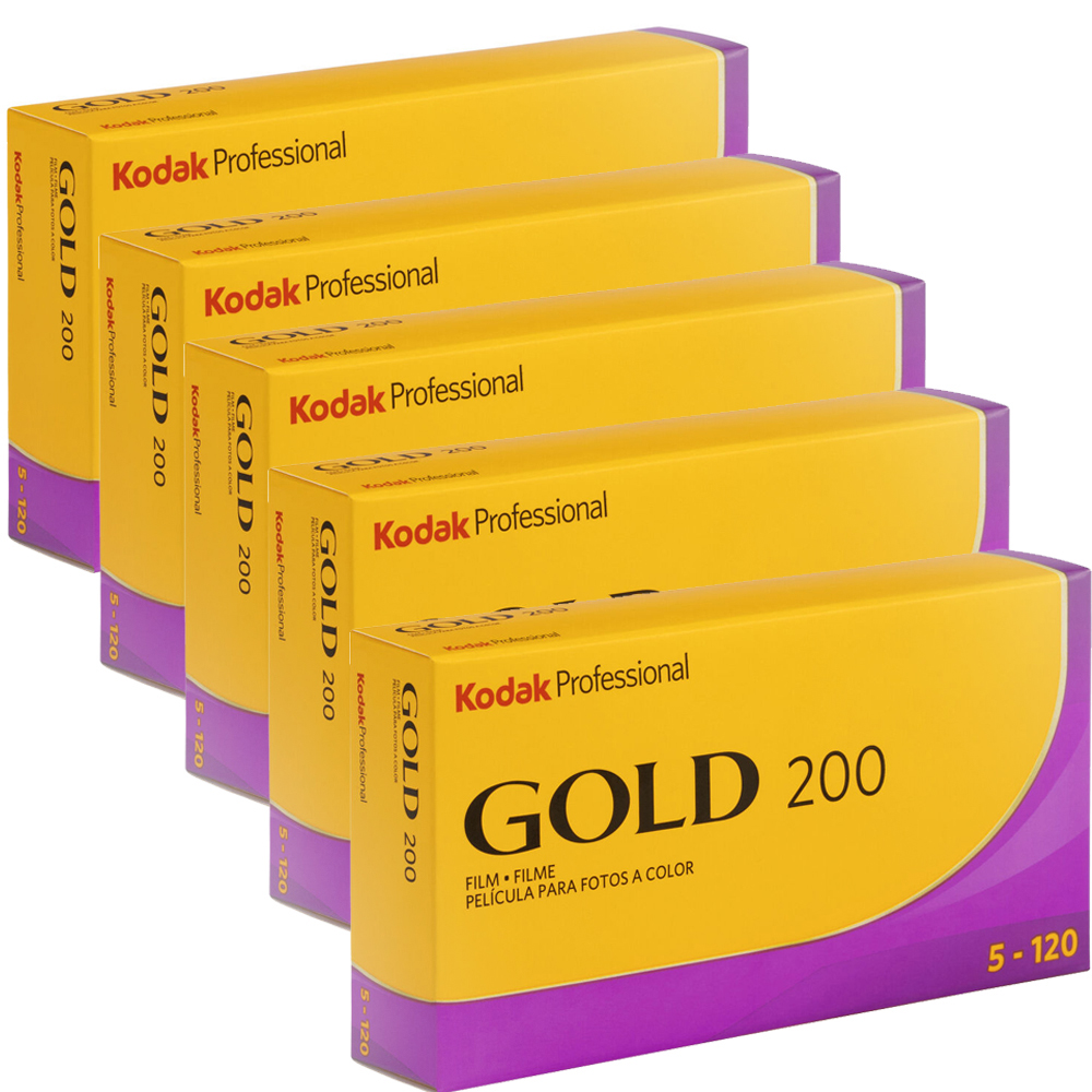 KODAK 5 Packs of Kodak Professional Gold 200 Color Negative Film - 120 Roll Film, Pack of 5