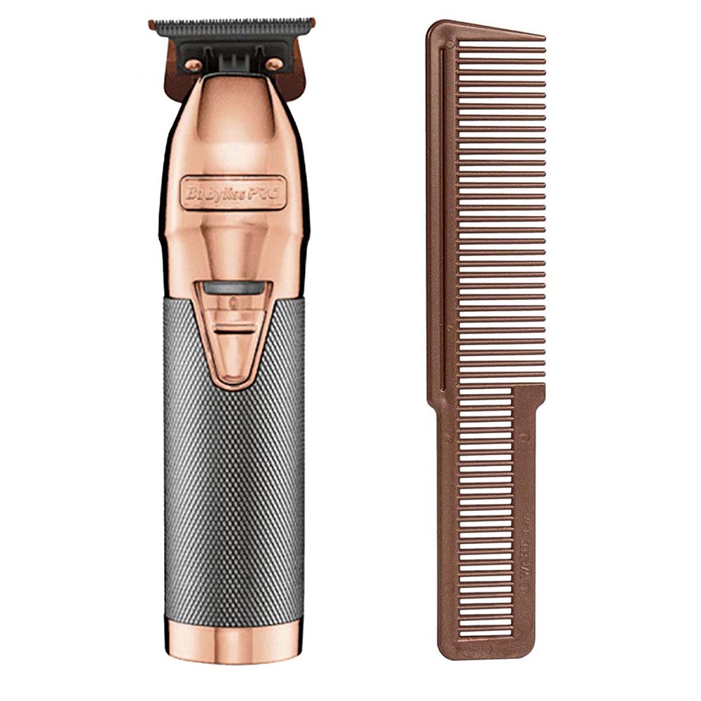 BaByliss PRO FX Skeleton Exposed T-Blade Outlining Cordless Trimmer and Wahl Large Styling Comb 3191-2501 Burgundy