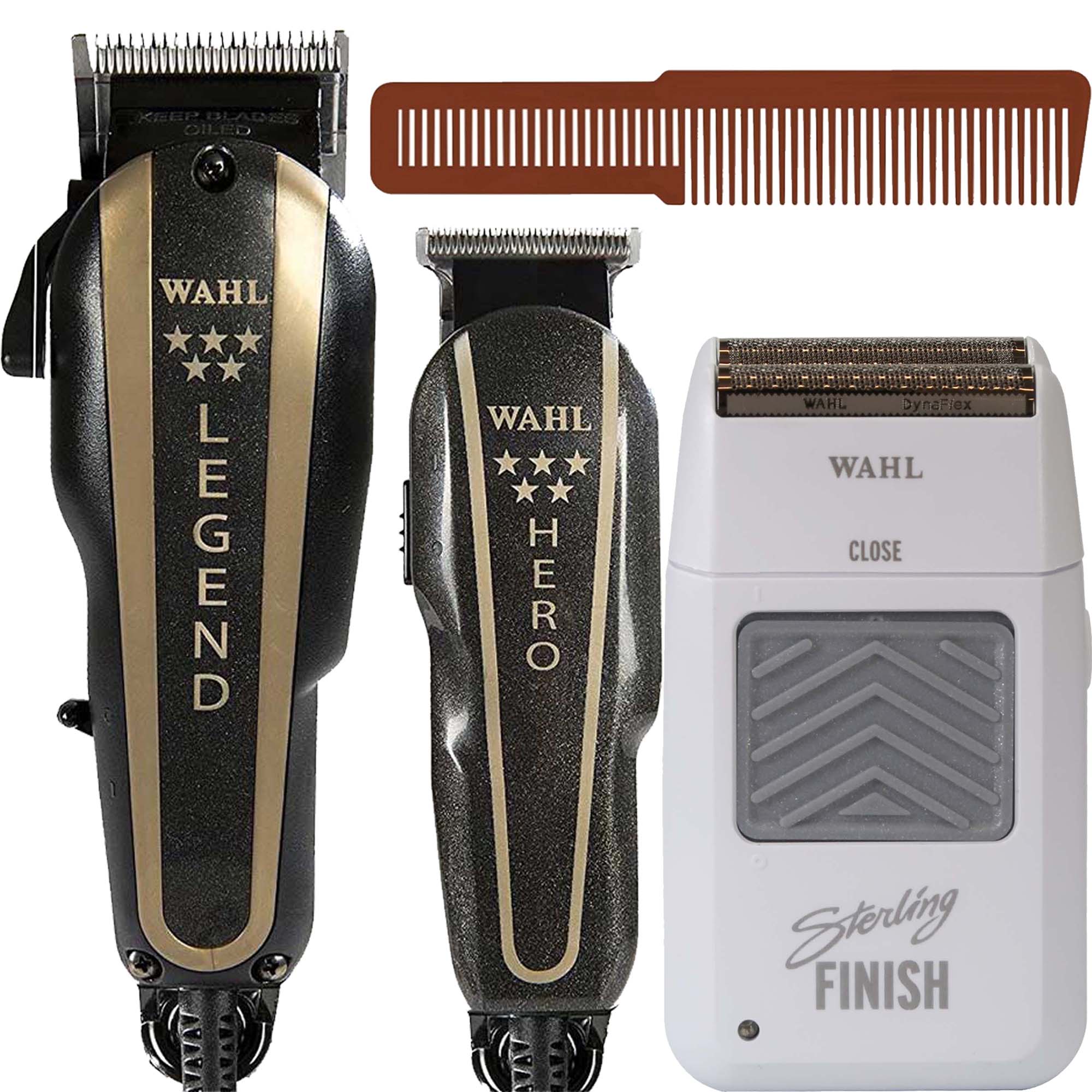 Wahl Professional Trimmer HERO & Hair Clipper LEGEND 5 Star Barber Combo 8180 with Wahl Professional Sterling Finish Limited Edi
